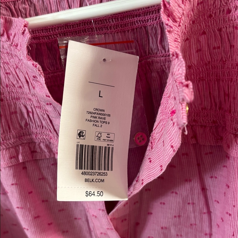 Universal Thread Pink Textured Button-Down Blouse - image 4